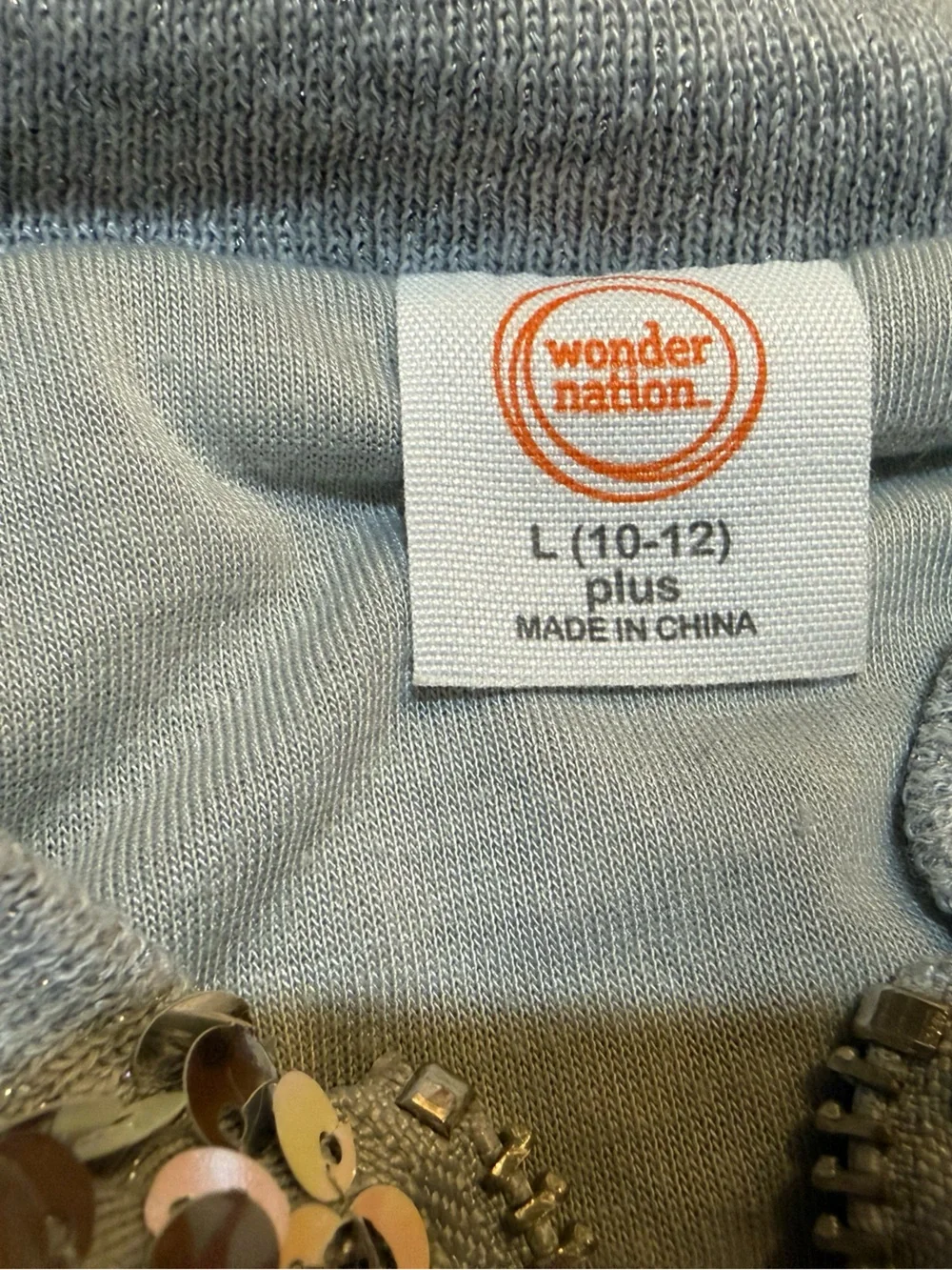 wonder nation Iridescent Sequin Zip Jacket in Light Gray